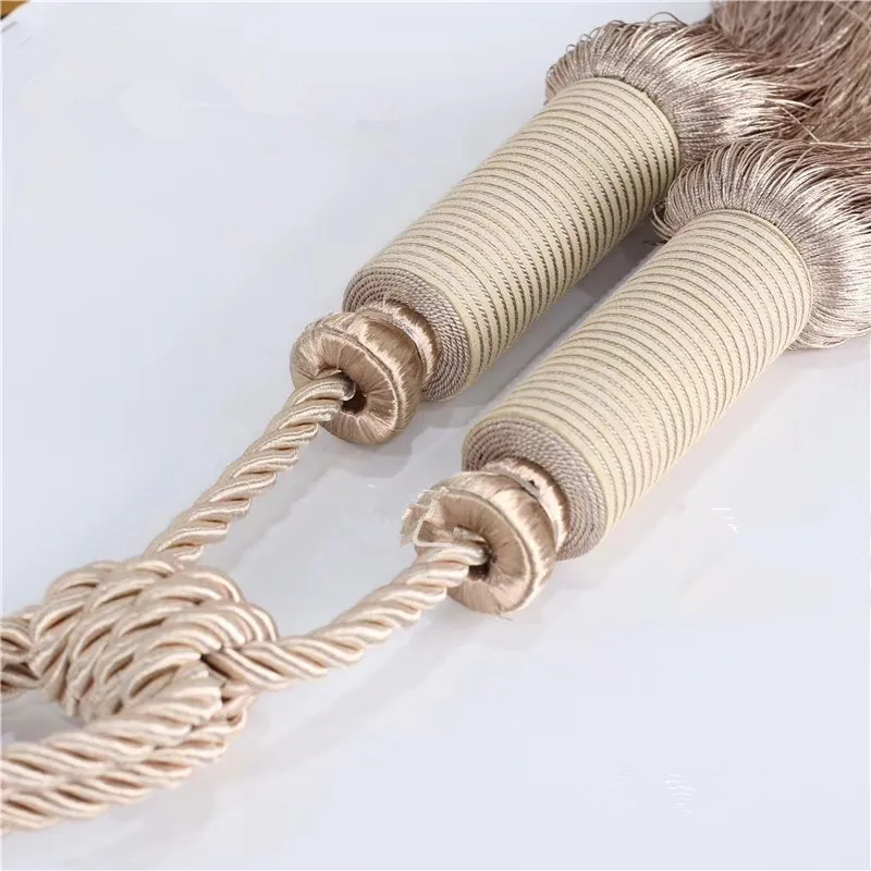 XWL 2Pcs Handmade Curtain Tiebacks Tassel Fringe Hanging Belts Buckle Tieback Curtain Accessories Decorative Strap Ropes Tieback