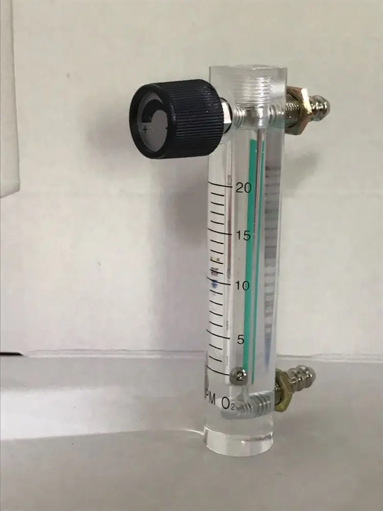 Acrylic Gas Air Oxygen Flow Meter Flowmeter Countor Indicator O2 With Valve Brass Connector 0.1Mpa 2-20L/Min Height 116mm