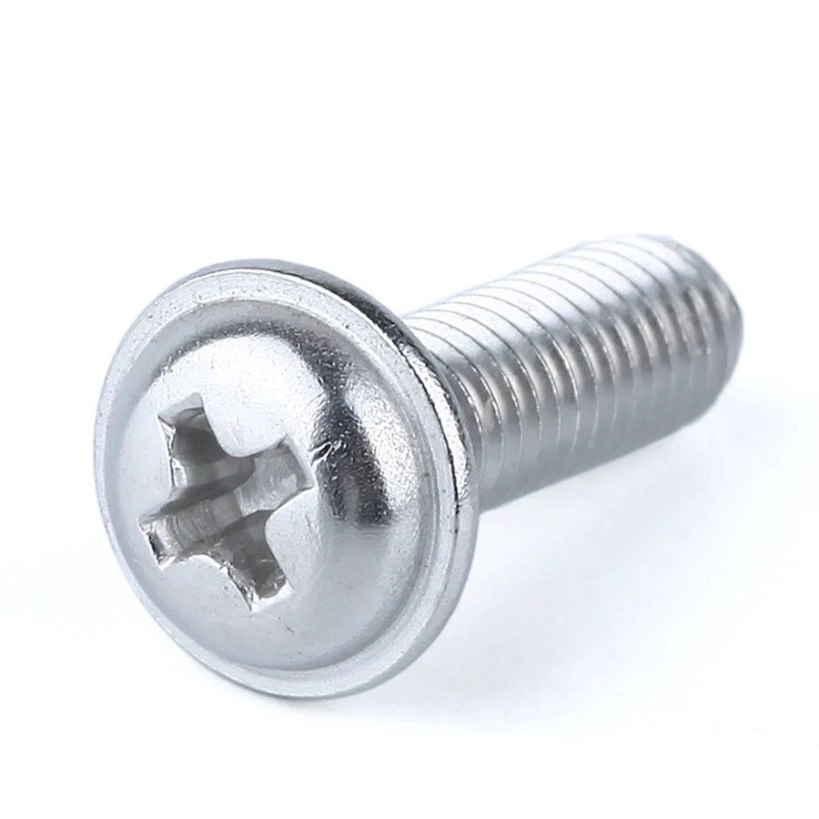 

M4 M5 M6 304 Stainless Steel Cross Phillips Pan Round Truss Head With Washer Padded Collar Screw Bolt