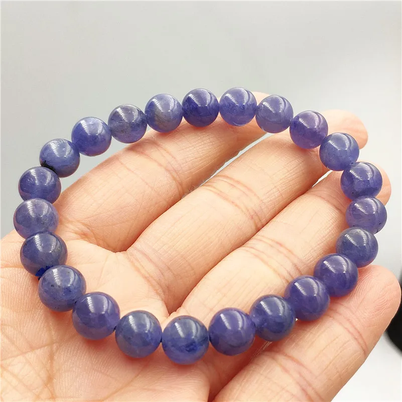 

Natural Blue Tanzanite Tanzania Beads Rare Bracelet Women Men Gemstone Blue 8mm Round Beads Stretch Jewelry Crystal AAAAA