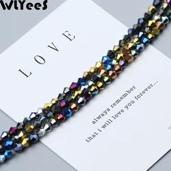 WLYeeS Plating 4mm Necklace for Austrian Bicone crystals beads 100pcs Multicolor Loose Space bead Pendant Accessories Making DIY