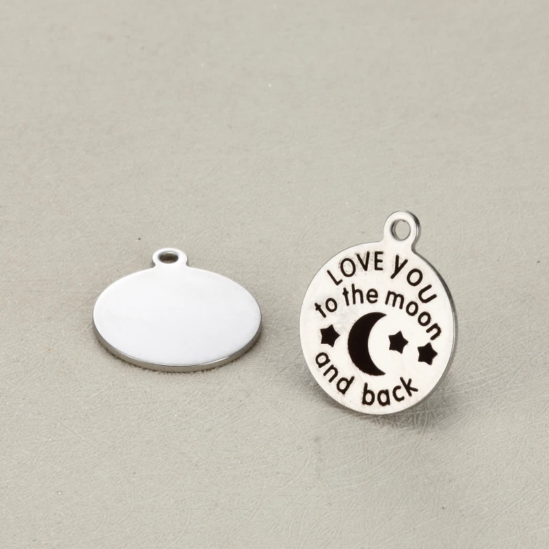 20pcs Diy charm accessories lettering I love you to the moon and back 18 mm stainless steel pendant for necklace