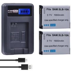 SLB-10A SLB10A SLB 10A Batteria per fotocamera + Caricatore USB LCD per Samsung EX2F WB150F WB250F WB350F WB750 WB800F WB500 WB550 HZ10