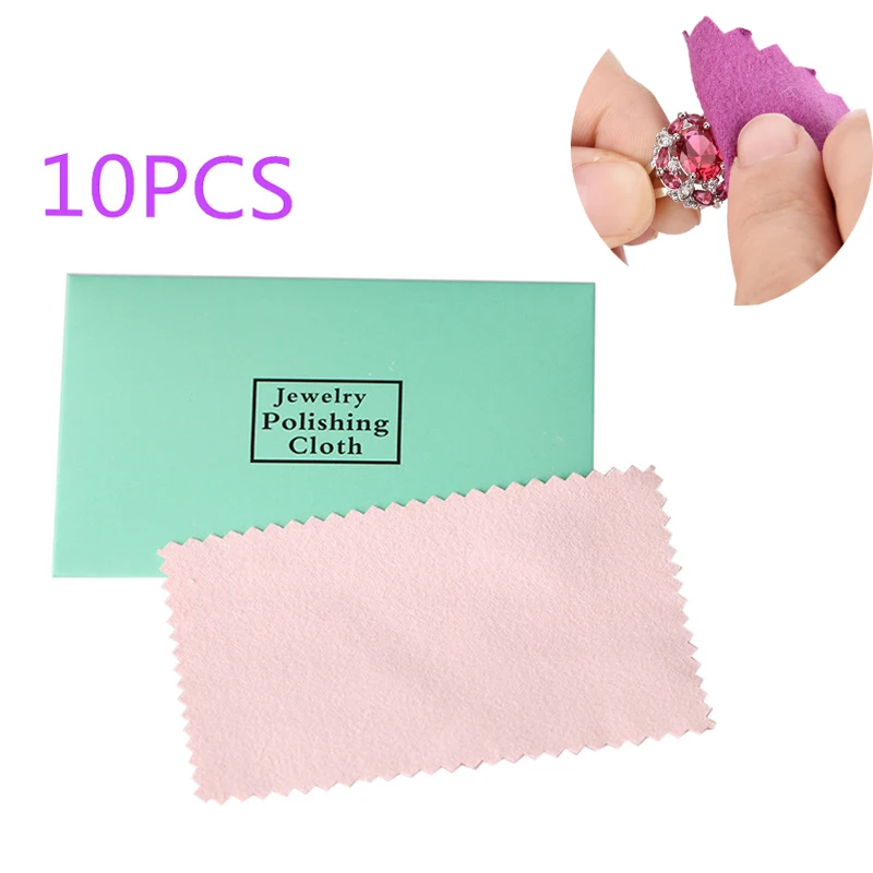 10Pcs Polishing Jewelry Cloth Polish Tool  Jewelry Clean Anti-tarnish Jewelry Cleaning Cloth Random Color 10*6.3cm