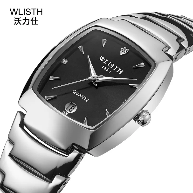 Fashion New Wlisth Brand Lovers Watches Man Women Famous Luxury Silver & Rose Gold Color Oval Dial Calendar Quartz Wristwatches