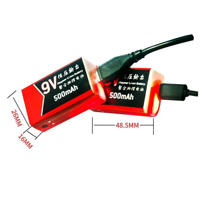 GTF 9V 500mAh USB Battery Li-polymer Rechargeable battery for Multimeter Microphone Remote Control drop shipping 9V batteries