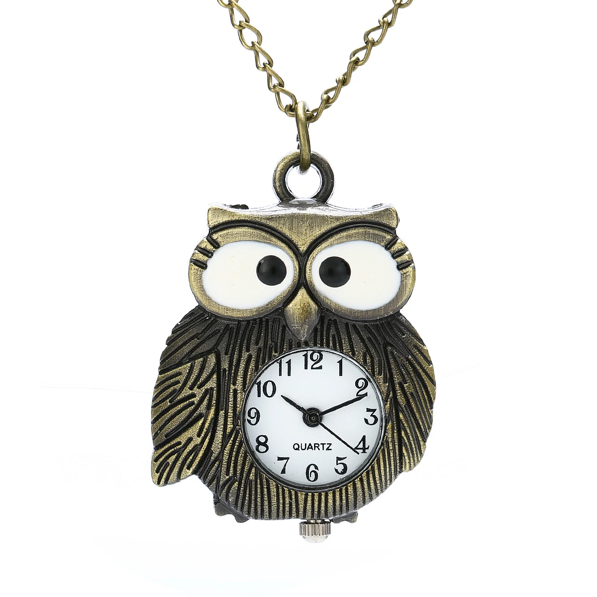 Women\'s Vintage Owl Tennis Racket Quartz Pocket Watch Necklace Pendant Gift