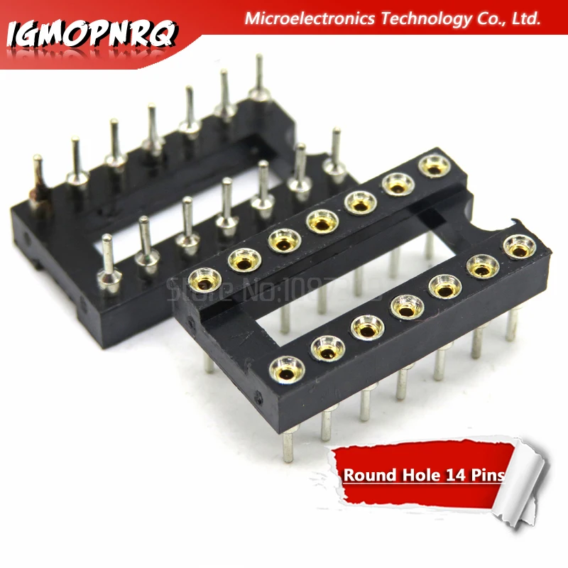 10pcs DIP14 Round Hole 14 Pins 2.54MM DIP IC Sockets 14 PIN 2.54 Adaptor Solder Type IC Connector