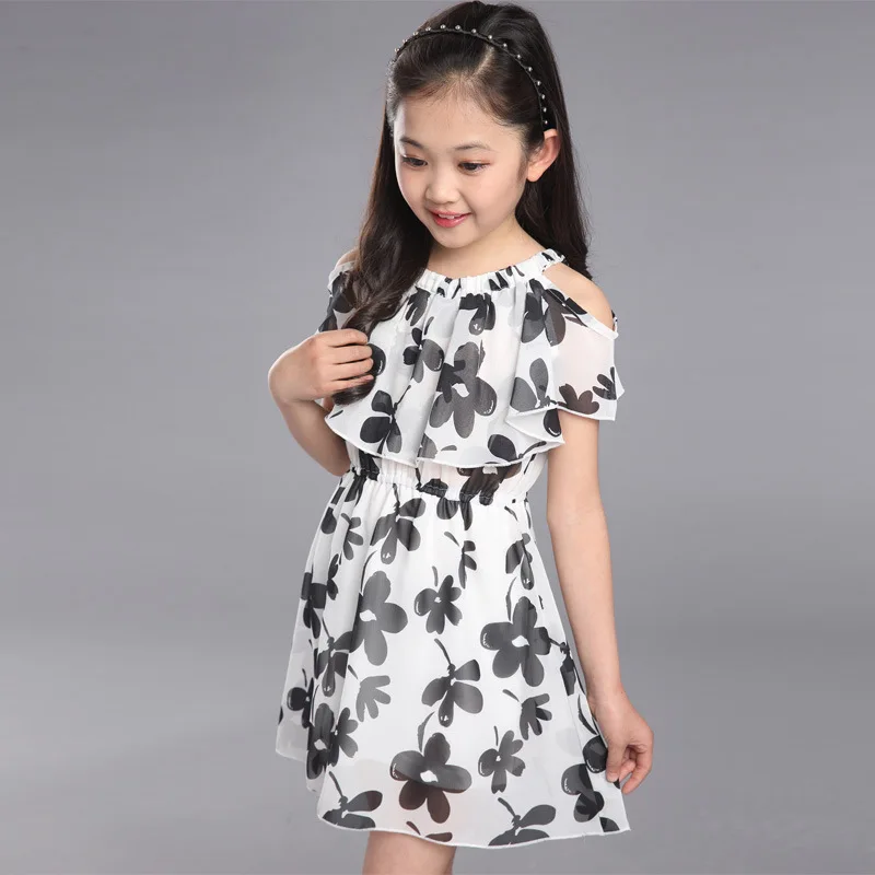 Vestido de princesa para bebês meninas verão 2018, roupas infantis, vestido floral de chiffon, fantasia de princesa para crianças de 8 9 10 11 12 anos