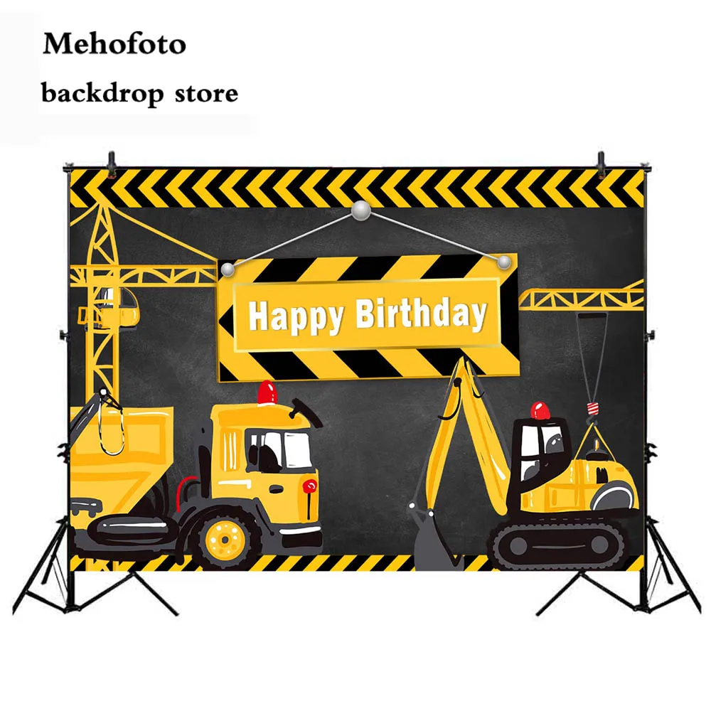 

7x5FT Construction Theme Birthday Party Backdrop Bricks Builder Dump Trucks Boy Banner Decorations Supplies Photo 226