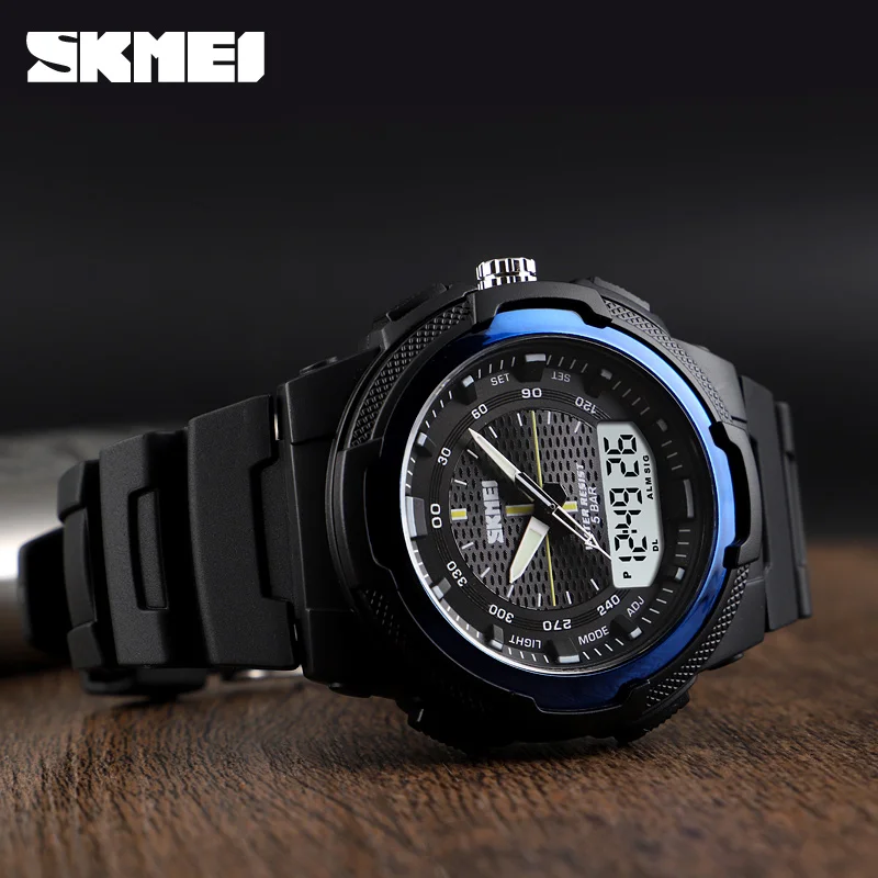 SKMEI Dual Display Quartz Watch Men Outdoor Sports Watches Digital Electronic Men Watches Waterproof Top Brand Luxury Male Watch