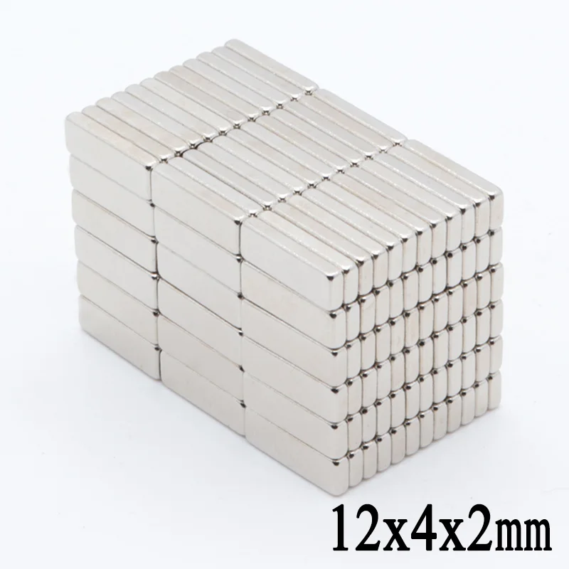 Imanes de bloque N35 de tierras raras, de neodimio fuerte, Ndfeb, 12x4x2mm, 200 piezas, 12x4x2