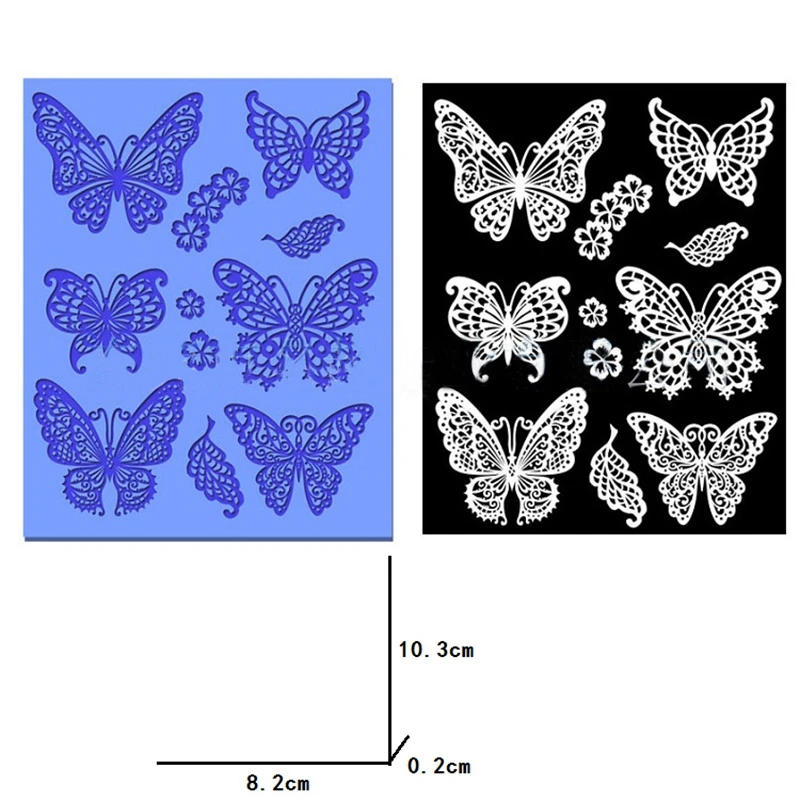 2pcs/Set Silicone Butterflies Lace Mat Pad Lace Cake Fondant Mold Butterfly Mousse Cake Kitchen DIY Baking Decorating Bakeware