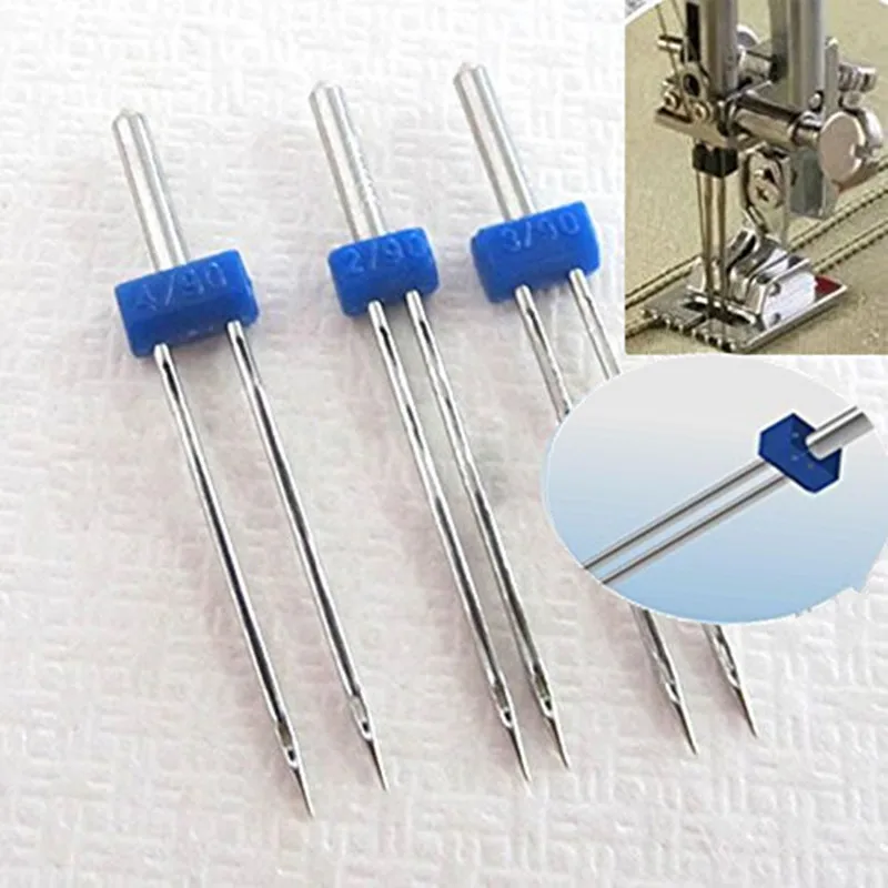 6Pcs Sewing Machine Double Needle (Size 2.0/90 3.0/90 4.0/90) & 9 Groove Pintuck Presser Foot 5BB5192