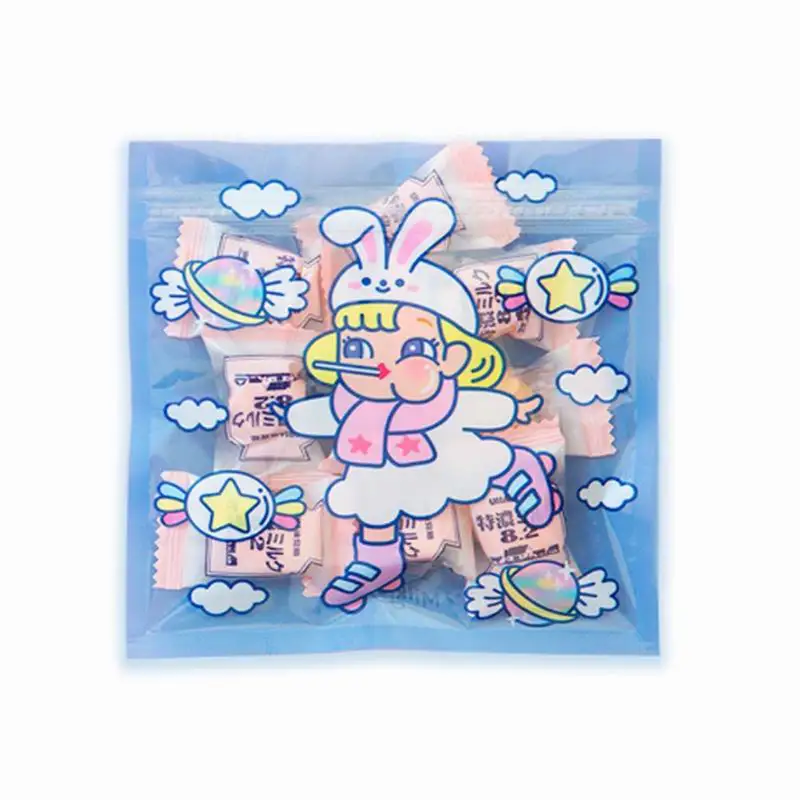 8pcs Cute Cartoon Korea Printed Coin Purse Unicorn Teddy Crystal Transparent Jelly Rabinbow Storage bag Food Sealed bags