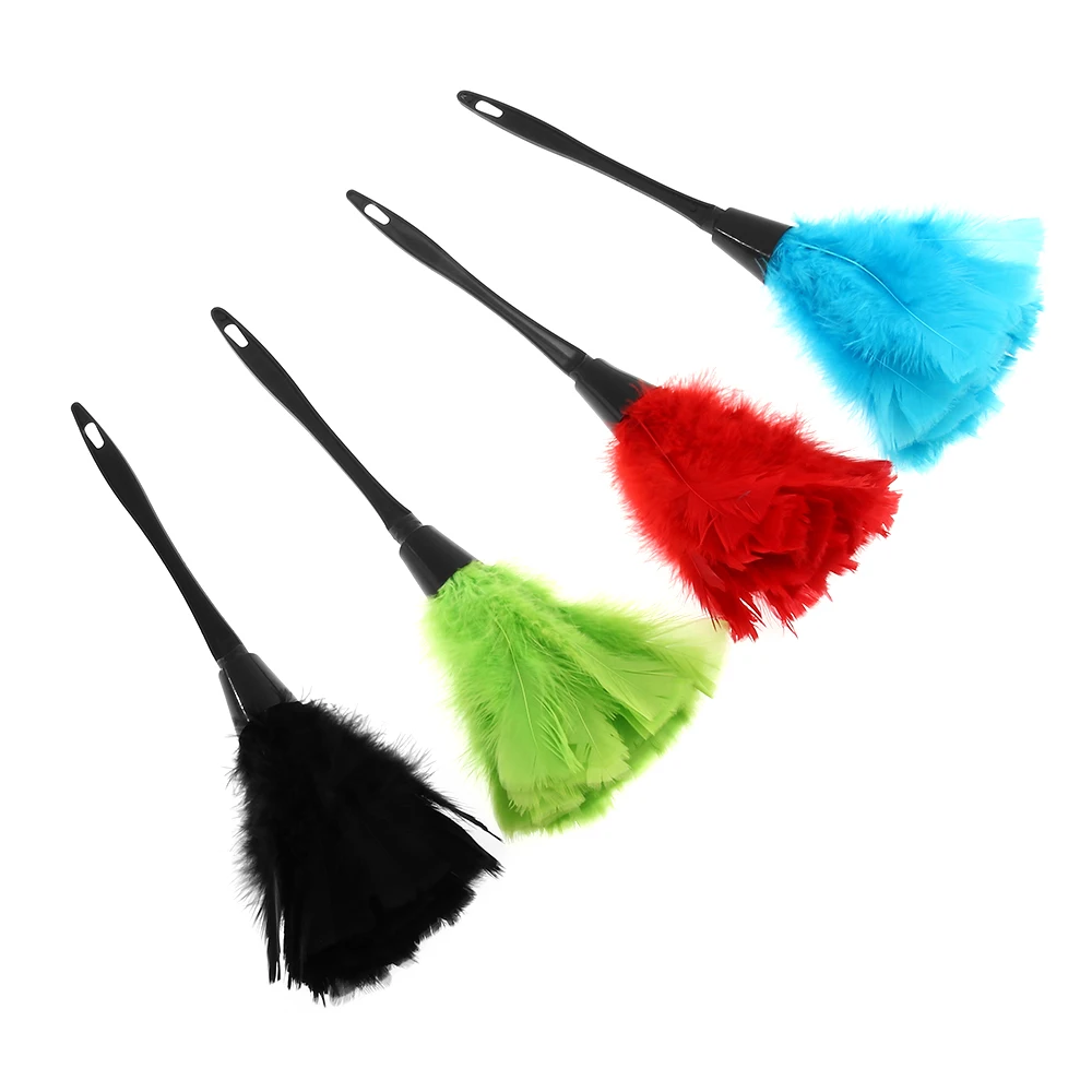 1PC Turkey Feather Duster Colorful Anti-static Plastic Handle Cleaning Dust Car Dashboard Cleaner Portable Tools for Household