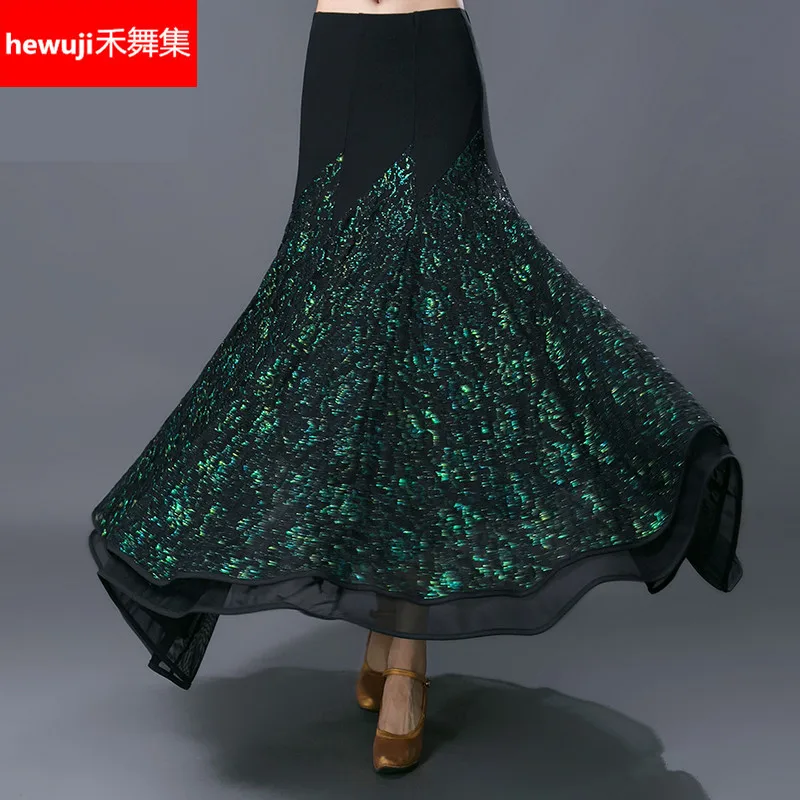 

Modern Dance Skirt Lady Ballroom Dancing Suit Female Waltz Tango Long Wear Waltz Dance Performance Skirt B-6900