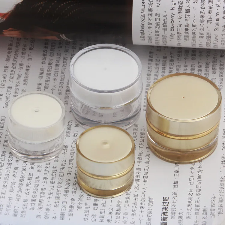 10G 10ML Acrylic Cream Jar, Empty Gold And White Color Cosmetics Eye Cream Small Sample Cream Packing Container, 30pcs/Lot