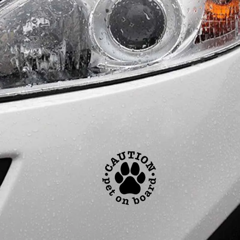 QYPF 12.7CM*12.4CM CAUTION PET ON BOARD Animals Dog Vinyl Car Sticker Decal Black Silver C14-0100