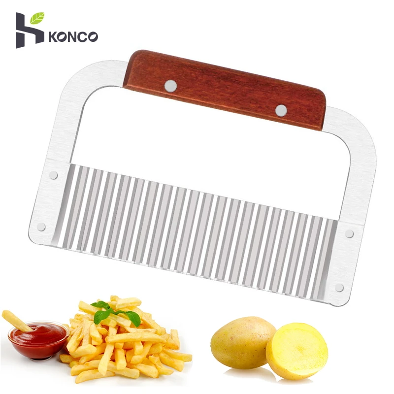 Konco Crinkle Cutters Stainless Steel Wave Potato Cutter Crinkle Cutting Tool French Fry Slice Vegetable cutter