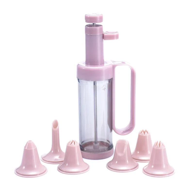 

1SET Icing Piping Syringe Gun + 6 Nozzles Fondant,Biscuit Maker Cookie Presses Sets Extruder Machine Making Gun Bakeware OK 0767