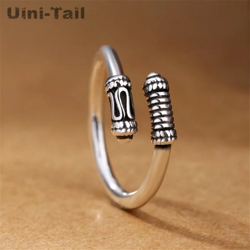 Uini-Tail hot new 925 Tibetan silver fashion creative simple retro opening ring Chinese style high quality jewelry  JZ115