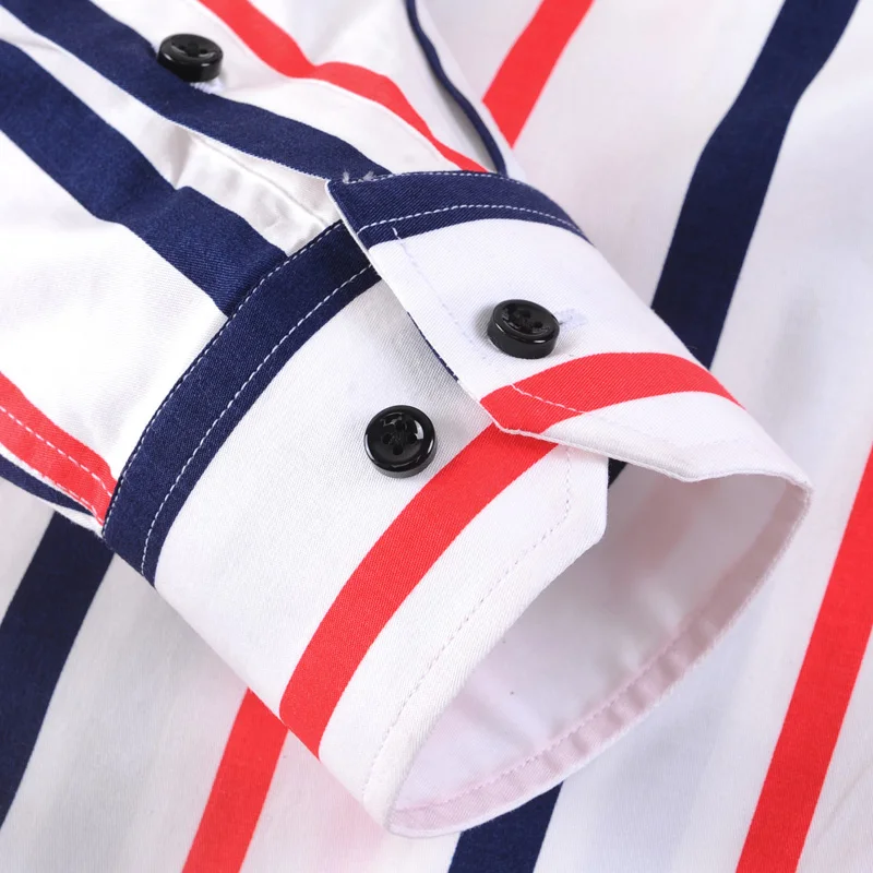 Long Sleeve Button Down Collar Men\'s Striped Design Shirts Comfortable Soft Cotton Shirt Slim Fit Smart Casual Male Tops