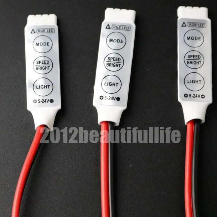 3 Keys Mini RGB Controller Dimmer 12-24V for 5050 3528 RGB LED Strip Light