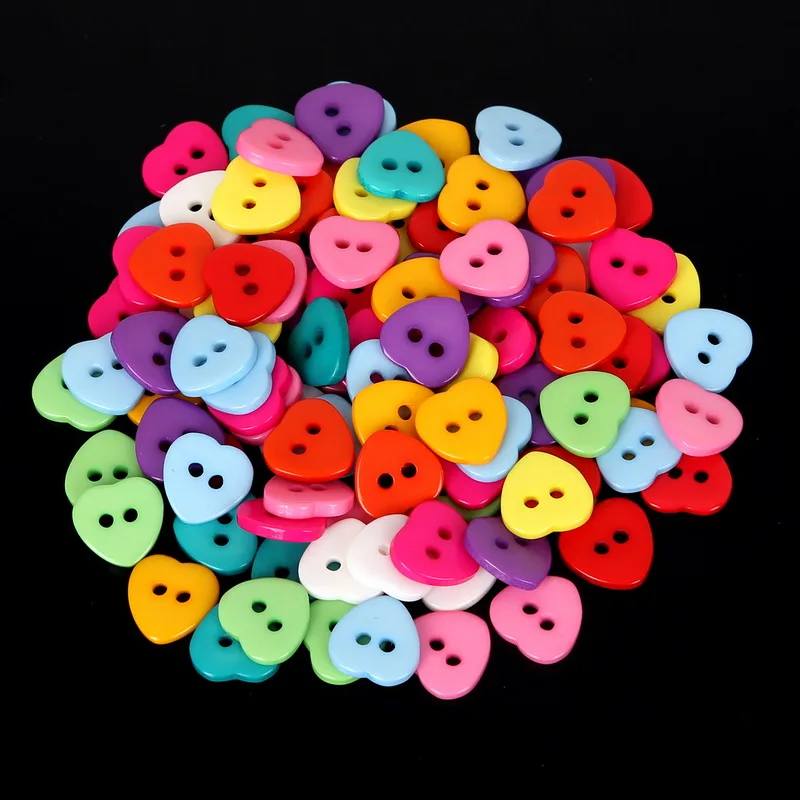 Mixed 2- Holes 2 Size 50Pcs/lot Resin Heart Buttons Sewing Scrapbooking DIY Home Clothes  Accessories