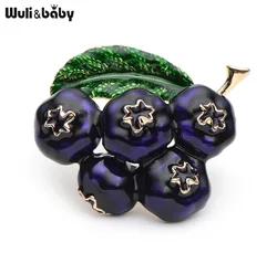 Purple Enamel Blueberry Brooches Women Men's Alloy Plant Brooch Pins Girls' Hat Bag Broche Badge Gifts