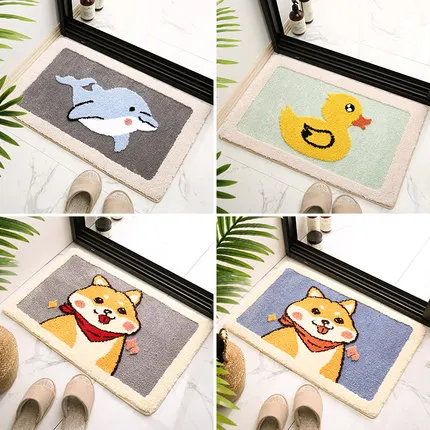 Non-Slip Cartoon Carpet for Bathroom, Absorbent Pad for Bedroom Door and Home