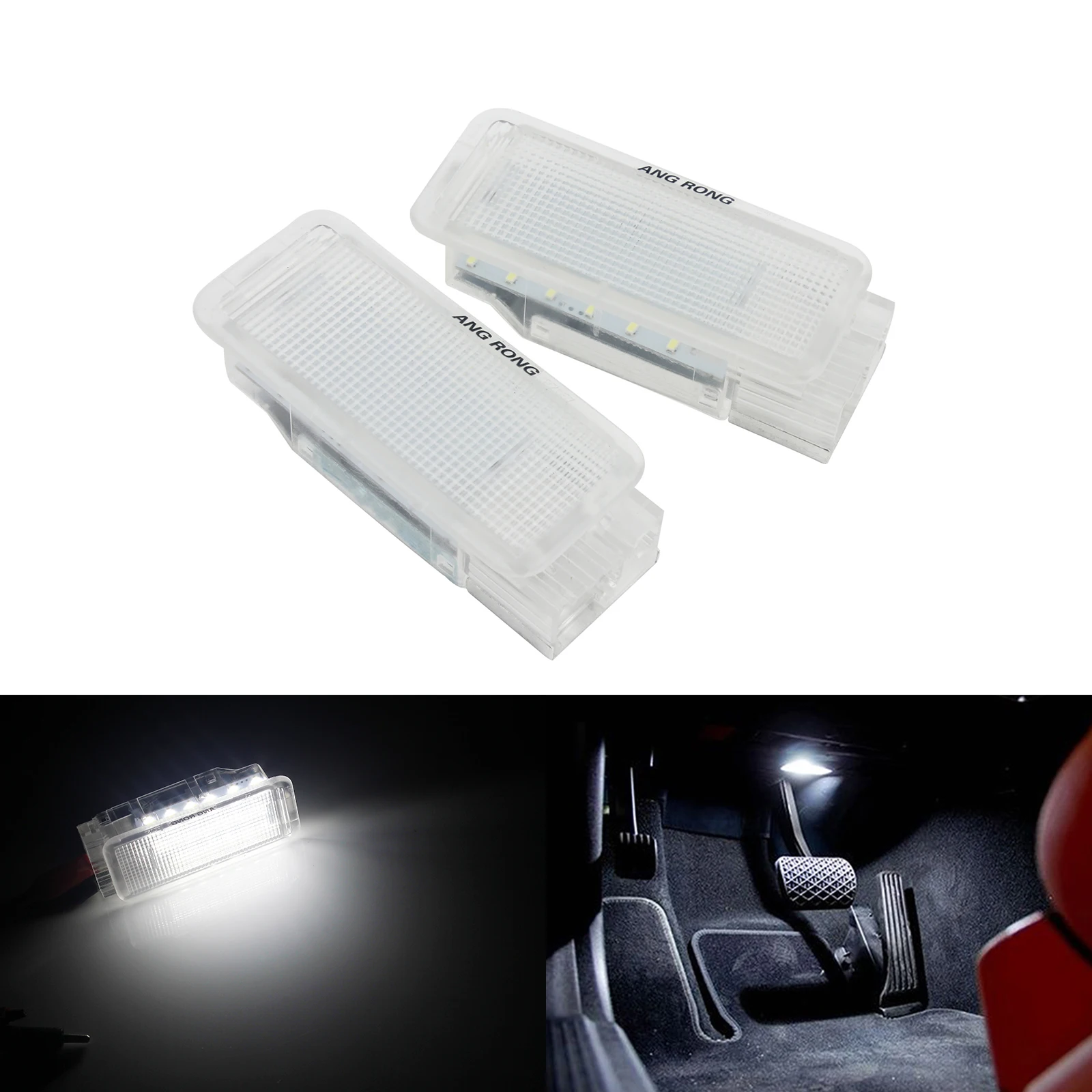 ANGRONG 2x LED Footwell Trunk Interior Door Light For Citron C2 C3 C4 C5 C6 DS3 Saxo Xantia