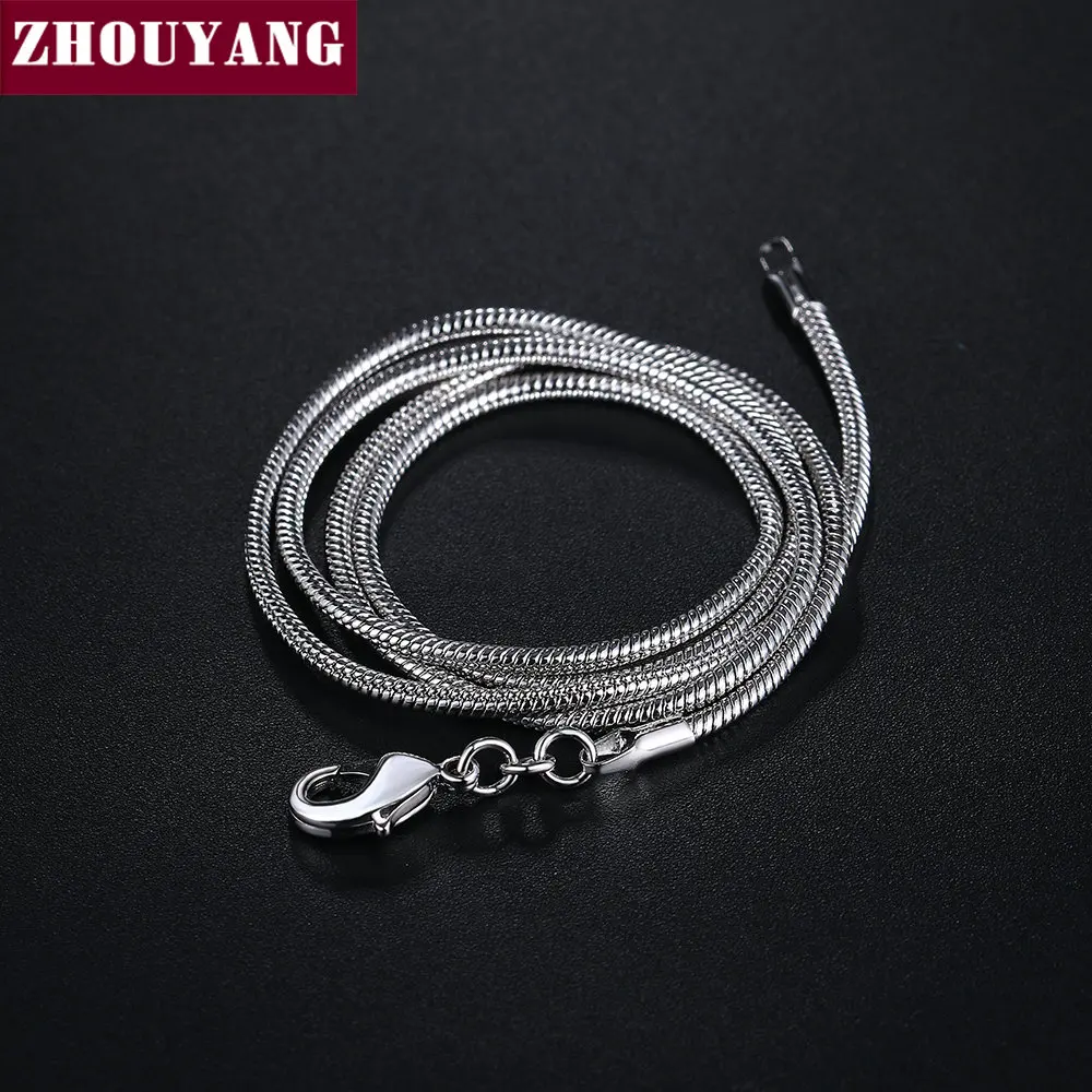 ZHOUYANG  1mm - 2mm 16-32 inch Silver Color Snake Necklace Chain Factory Price Top Quality C008 C010