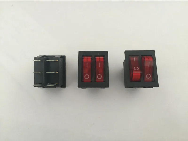 5pcs Mounting Hole 31mm x 22mm AC 15A/250V 20A/125V Double Red Light 6 Pin SPST ON/OFF 2 Way Boat Rocker Switch Discount 70