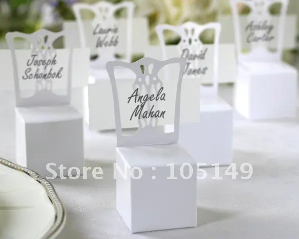 (300 Pieces/lot) Wedding and Party Paper Gift box of Miniature Chair Place card holder and candy box gift (name card including)