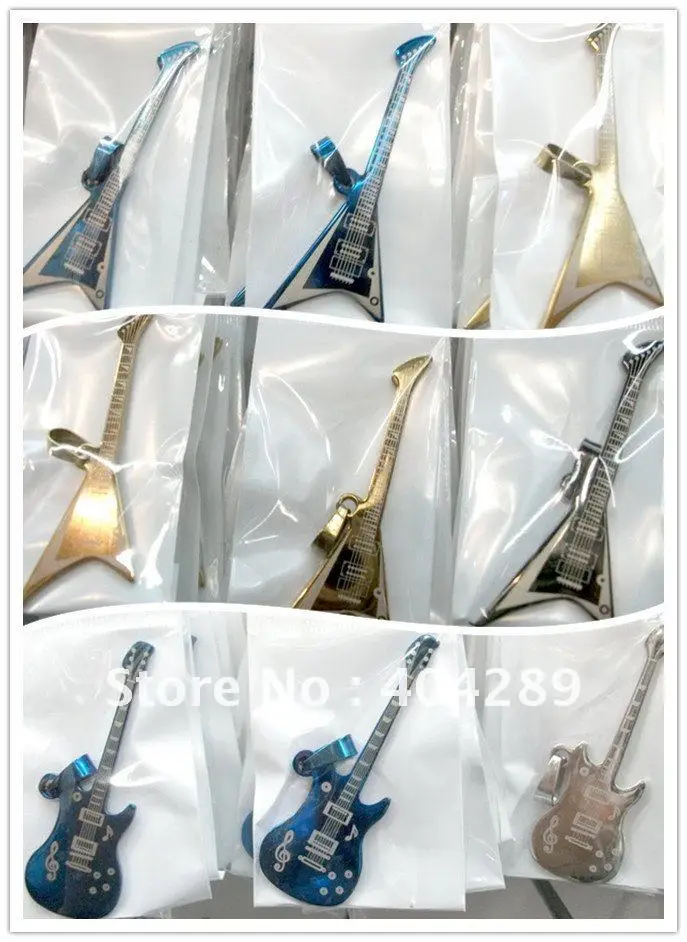 Free Shipping+Wholesale Mixed lots 50pcs Stainelss Steel Guitar Pendant,SZ016