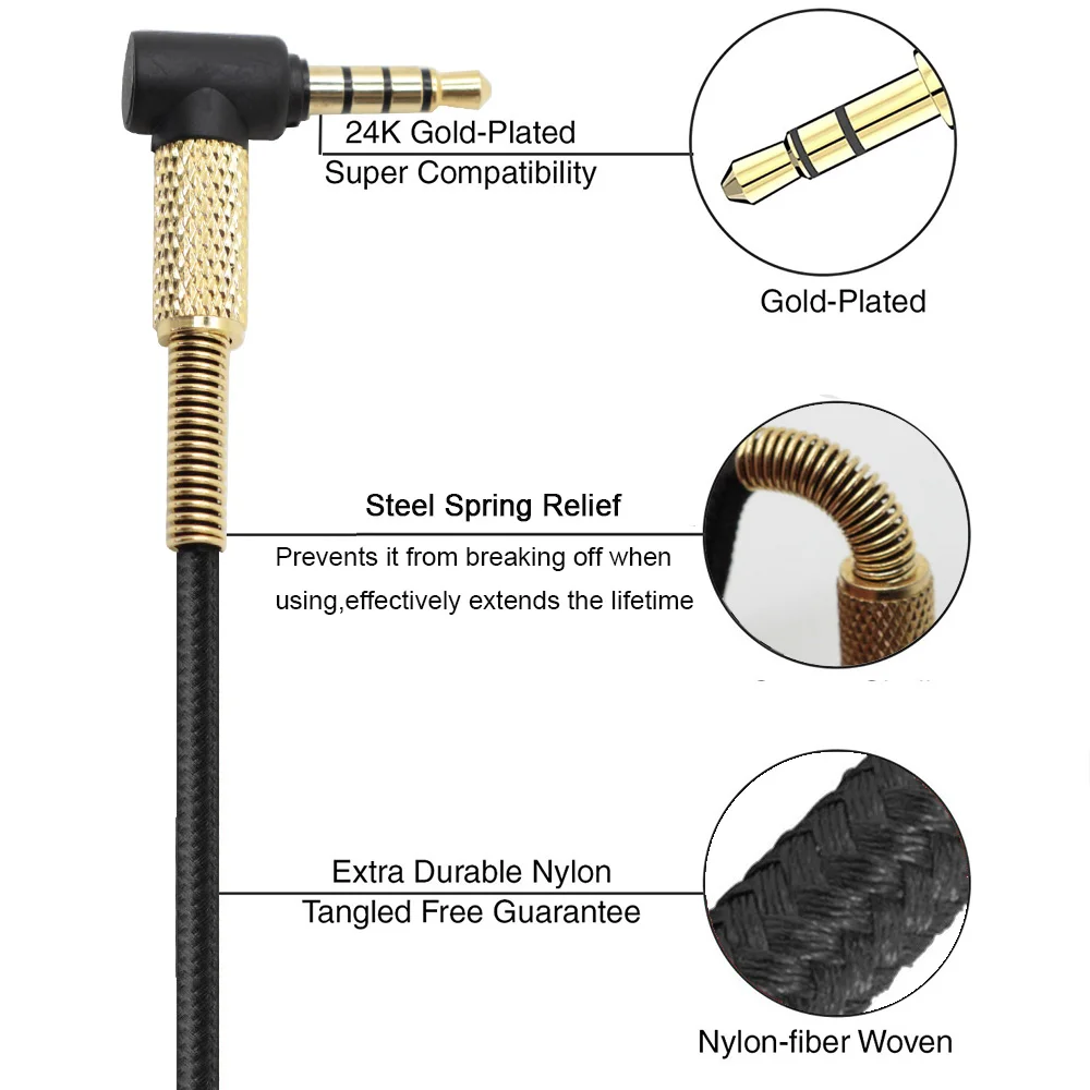 Poyatu 3.5mm Cable for Sennheiser HD569 HD579 HD559 HD 599 HD599 Headphones Cables Upgrade Replacement Cord Braided Black