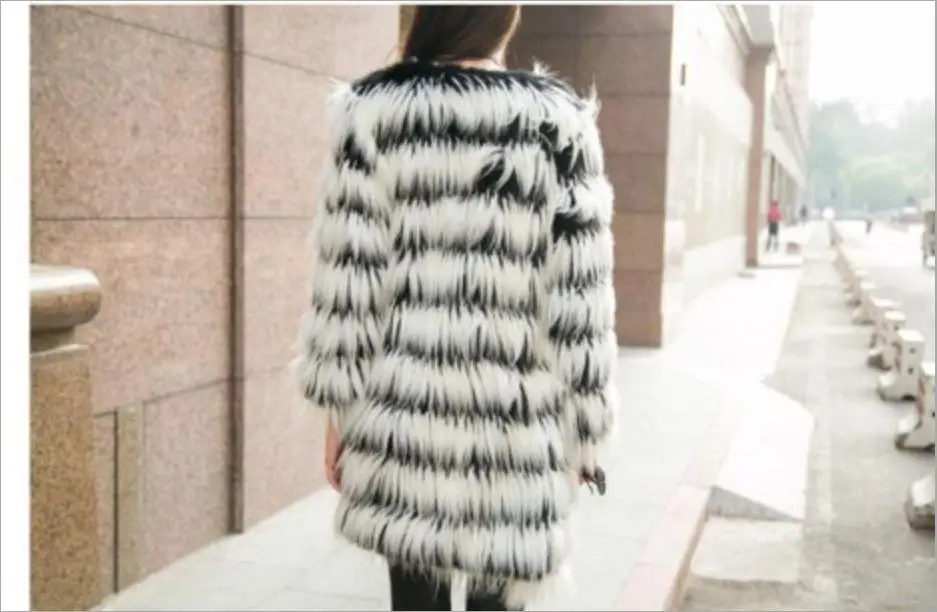 Winter women's jacket faux fur coat long sleeve fur stitching warm jacket parka female slim casual imitation fur outwear L1506