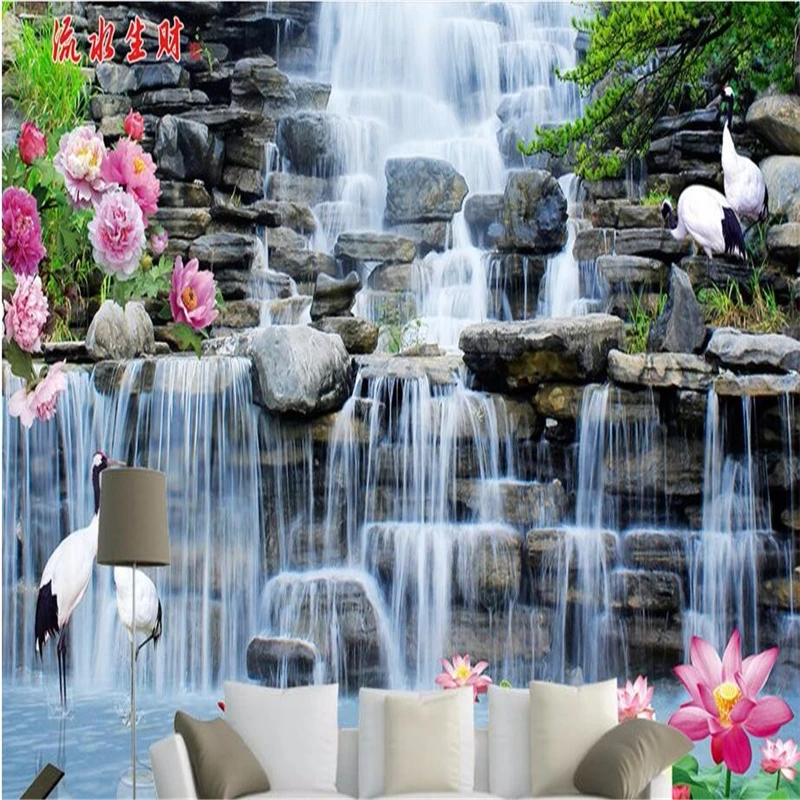 beibehang Custom wallpapers water health financial rockery Xianhe Falls 3D TV background non - woven wall paper papel de pared