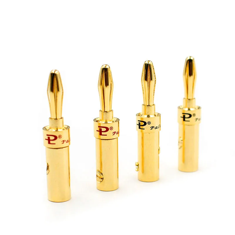 Hifi audio 4pcs  pailiccs 4mm banana plugs copper gold plated speaker cables banana connector/adapter