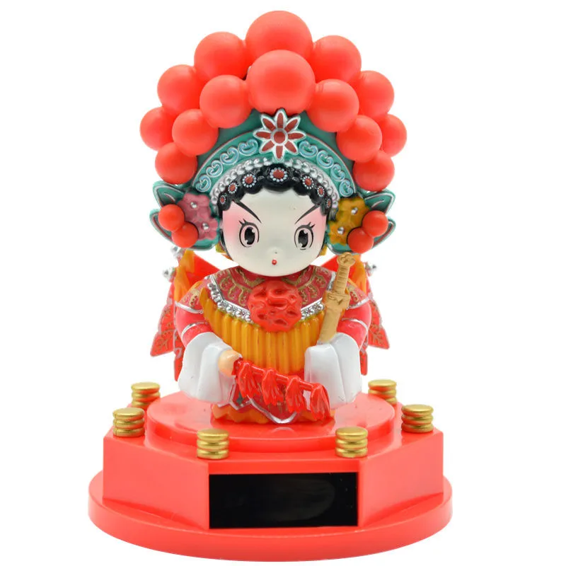 

Solar Energy Opera Shaking Head Doll Handicraft Gifts with Chinese Style Facial Makeup Toy Decoration Desktop Furnishings