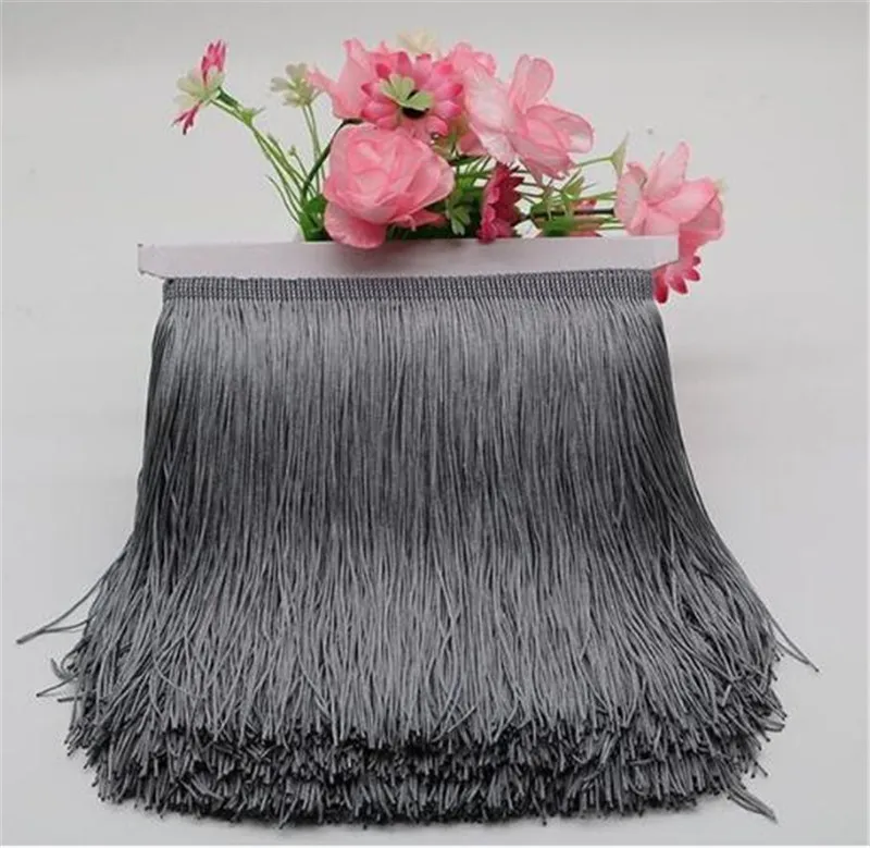 1 meter 15cm Long Fringe Lace Tassel Polyester Lace Trim Ribbon Latin dance skirt curtain fringes for sewing HG07