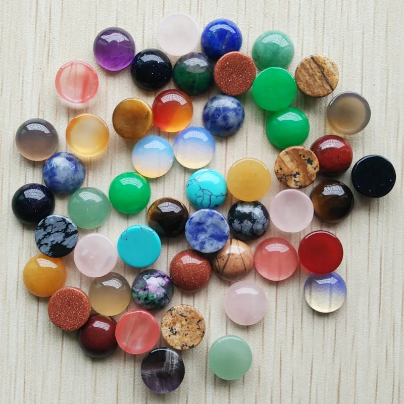 Fashion good quality natural stone mixed round CABOCHON 10mm beads for DIY jewelry Accessories wholesale 50pcs/lot fast shipping