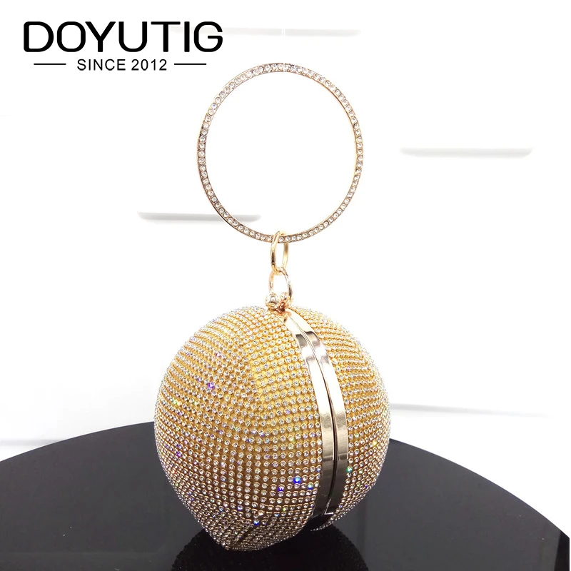 DOYUTIG Luxury Women's Round Ball Rhinestone Evening Bags Shining Crystal Day Clutch Bags Female Crossbody Bags For Party A151