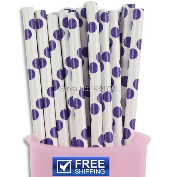 200 Pcs Purple Polka Dot Paper Straws Cheap,Old Fashioned Milk Bottle Cake Pop Sticks,Buy Wedding Party Supplies Decorations