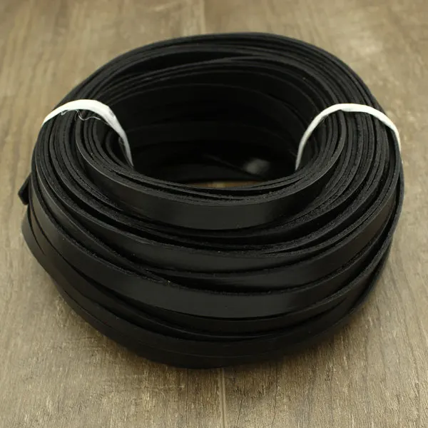 Free Ship 10mm*2mm 100meters Dark Brown/Black Genuine leather cord Flat Leather Cord jewelry making leather cord