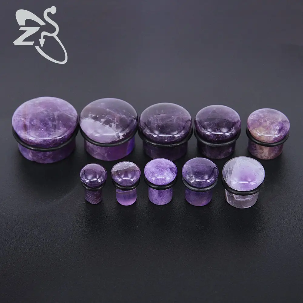 ZS 1 Pair 5MM-18MM Natural Stone Ear Plug And Tunnel Men Women Flesh Stretcher Single Flared Ear Expander Piercing Body Jewelry