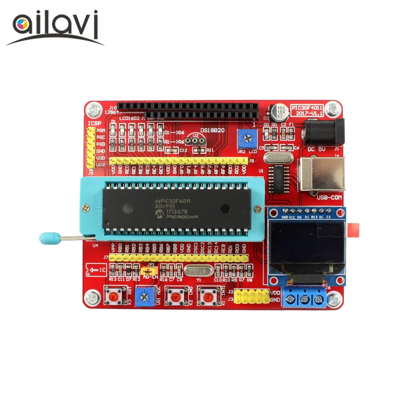 1Set USB dsPIC30F4011 Development Board Pic System Board sPIC Programming Lab Board  With LCD Screen