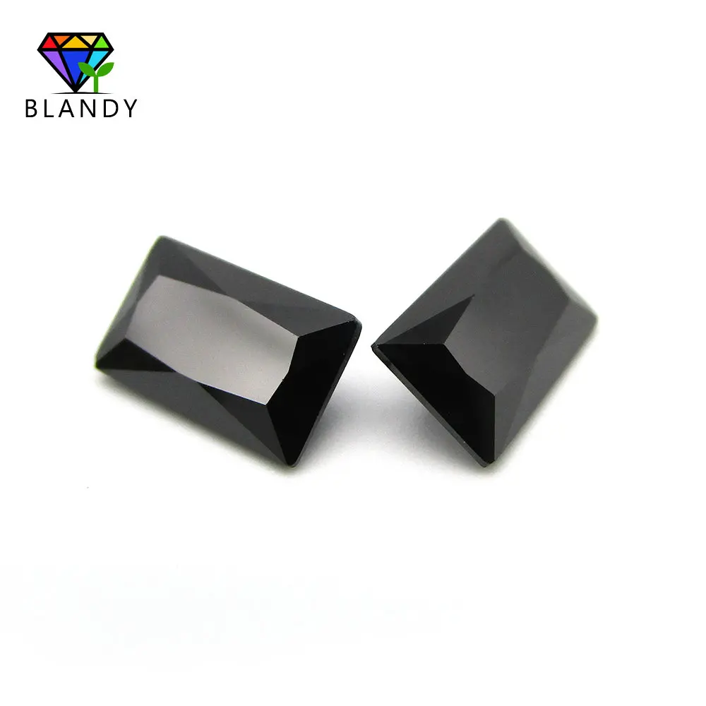 Cubic Zirconia Stone 5A 2x3mm~13x18mm Rectangle Shape Black Loose CZ Stone Synthetic Gems For DIY Jewelry