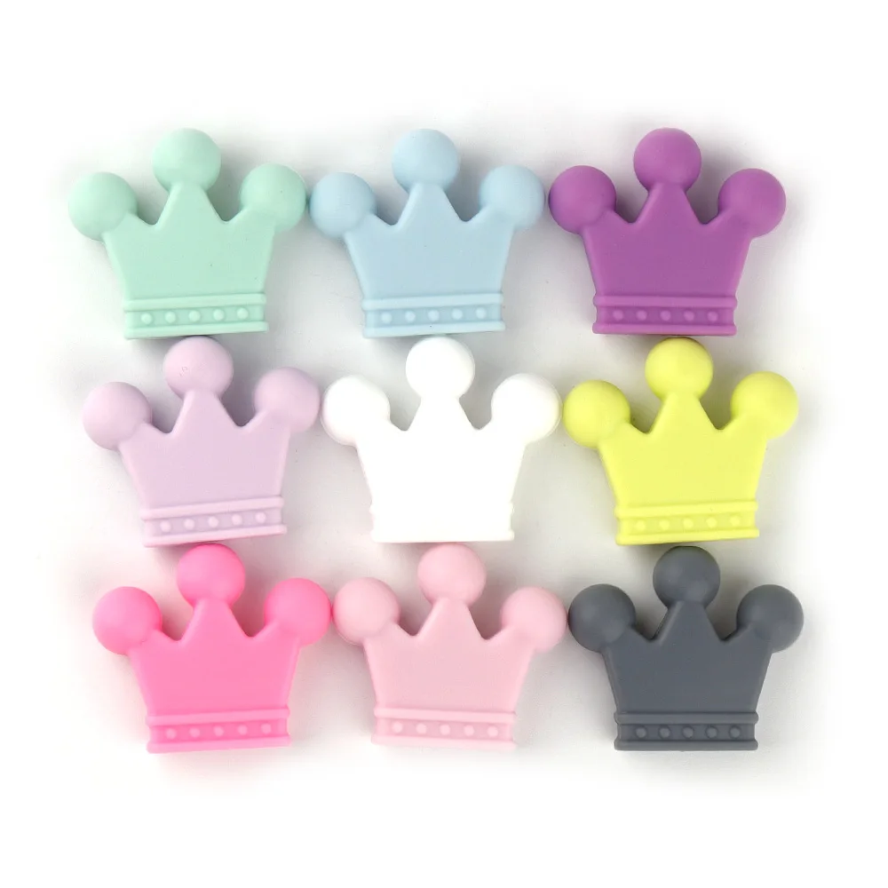 

TYRY.HU 10pc Crown Silicone Teether Pendant Food Grade Baby Teethers Candy Color Silicone Charms For Diy Teething Necklace